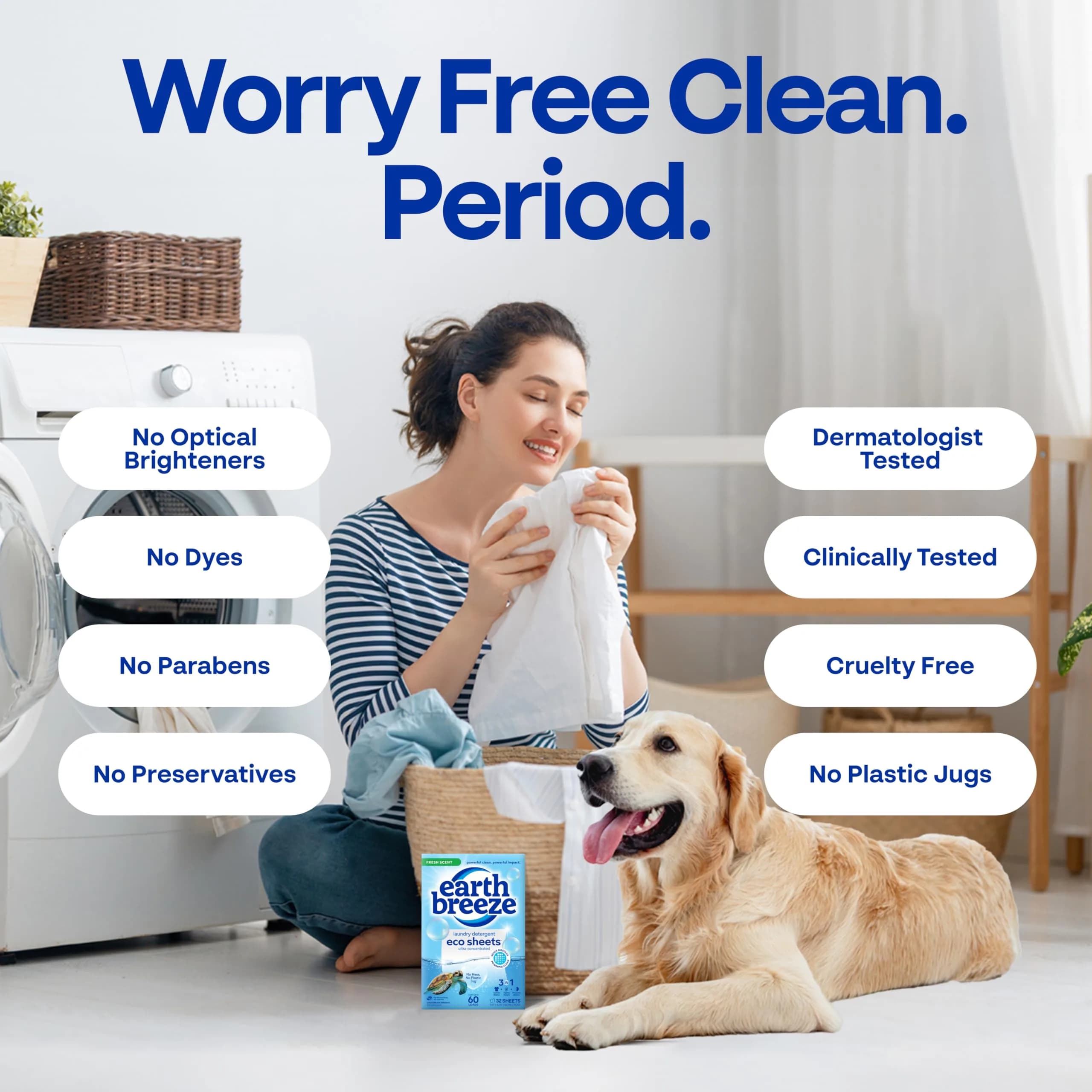 Earth Breeze Laundry Detergent Sheets Fresh Scent, 30 Count | Eco Liquidless Soap for All Cycles - view 6