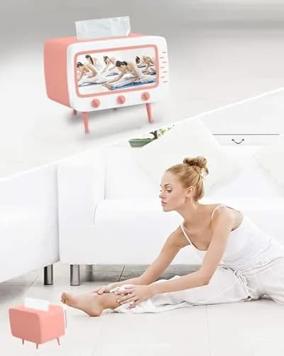 SGVAHY Facial Tissue Holder Retro TV Pink | Unique Home Decor & Phone Storage (70-120 chars) thumbnail 2