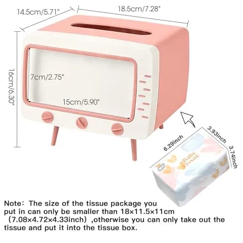 SGVAHY Facial Tissue Holder Retro TV Pink | Unique Home Decor & Phone Storage (70-120 chars) thumbnail 3
