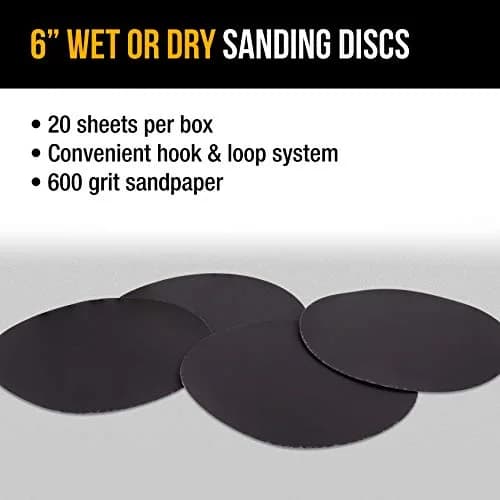 Dura-Gold 6" Wet or Dry Sanding Discs 600 Grit (20-Pack) | Silicon Carbide Hook & Loop for Orbital Sanders thumbnail 4