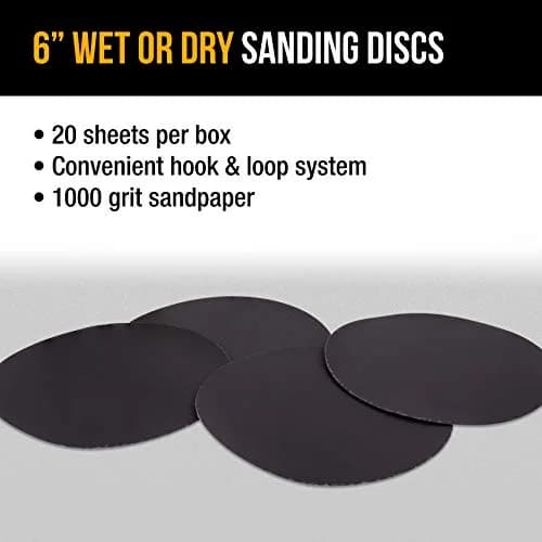Dura-Gold 6" Wet or Dry Sanding Discs 1000 Grit (20-Pack) | Hook & Loop for Orbital Sanders thumbnail 4