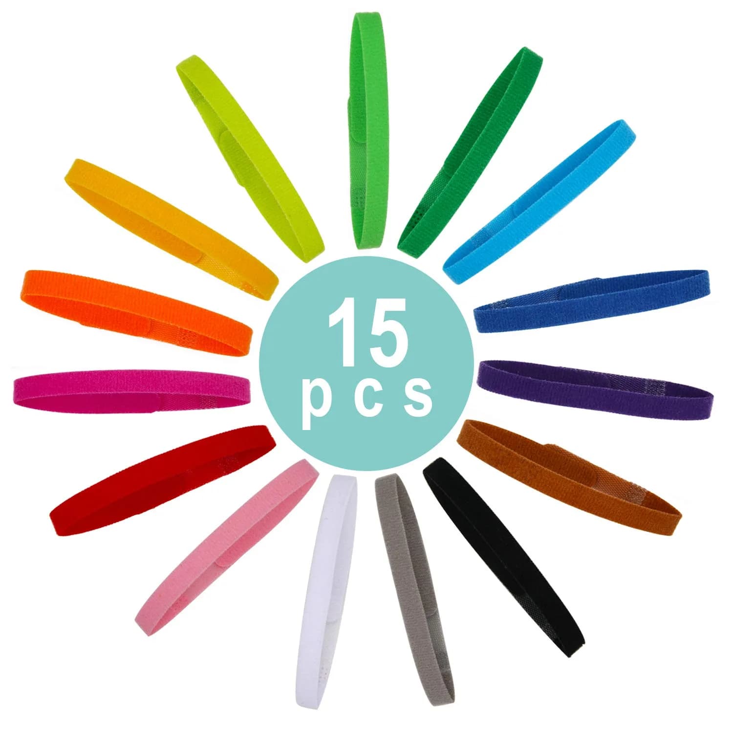 FEBSNOW Puppy Whelping Collars 15 Pcs - 15 Colors | Adjustable Soft Fleece ID Bands for Newborn Pets - main product image