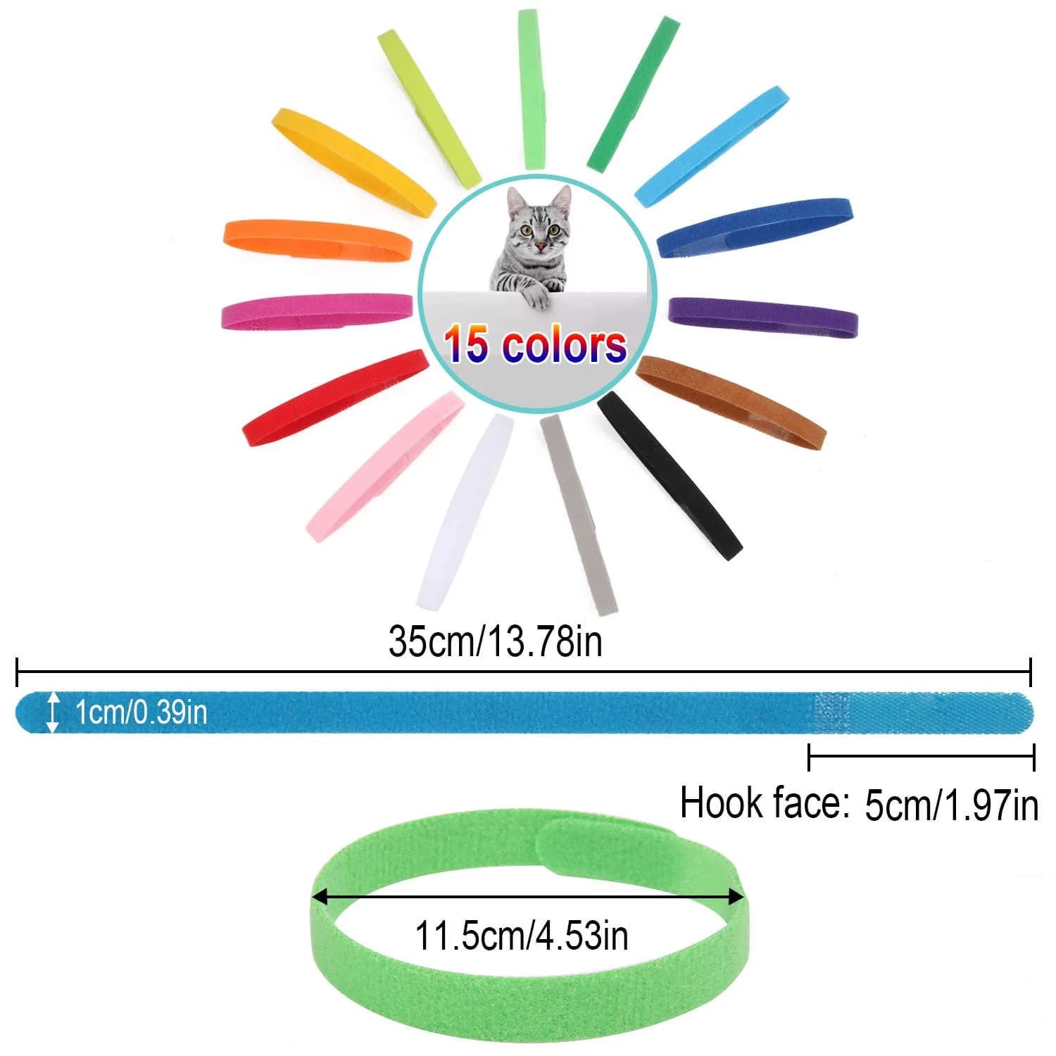 FEBSNOW Puppy Whelping Collars 15 Pcs - 15 Colors | Adjustable Soft Fleece ID Bands for Newborn Pets - view 2