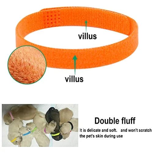 FEBSNOW Puppy Whelping Collars 15 Pcs - 15 Colors | Adjustable Soft Fleece ID Bands for Newborn Pets thumbnail 3