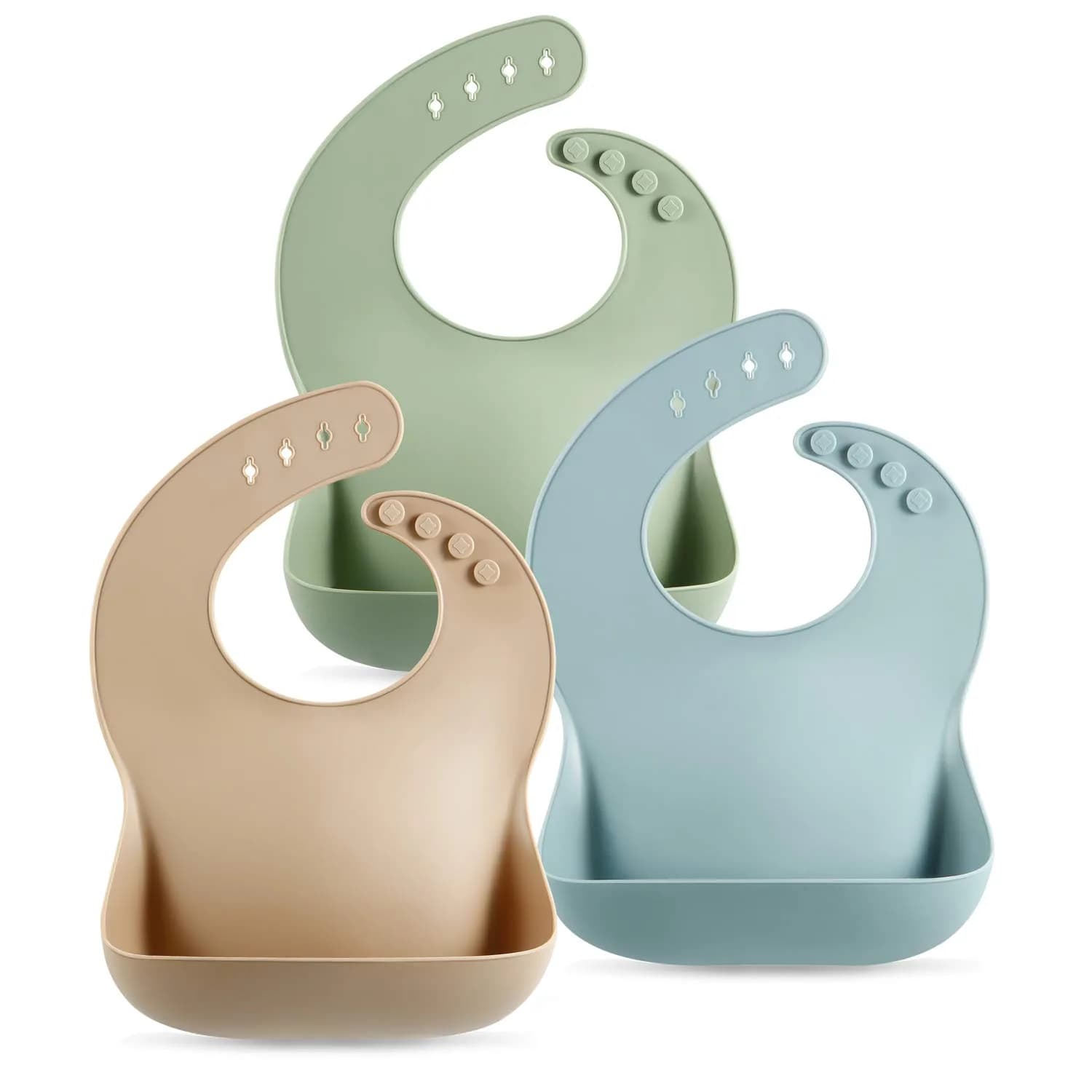 PandaEar Silicone Baby Bibs Set of 3 (25.4cm L x 9.2cm W x 0.48cm H) | Waterproof, Soft, Adjustable Neck for 10-72 Months