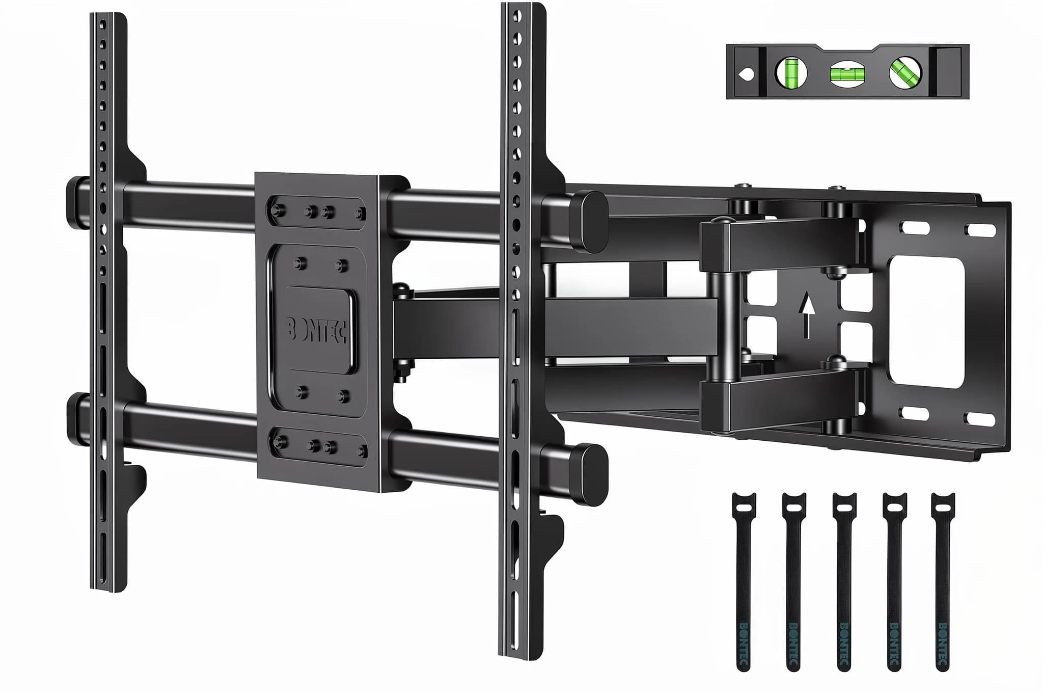 BONTEC Full Motion TV Wall Mount for 37-85 Inch TVs, Heavy Duty Swivel Tilt | Supports 132lbs, VESA 600x400mm, Fits 16" Wood Studs — 37-85 Inch