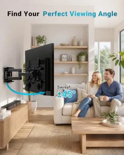 BONTEC Full Motion TV Wall Mount for 37-85 Inch TVs, Heavy Duty Swivel Tilt | Supports 132lbs, VESA 600x400mm, Fits 16" Wood Studs thumbnail 7
