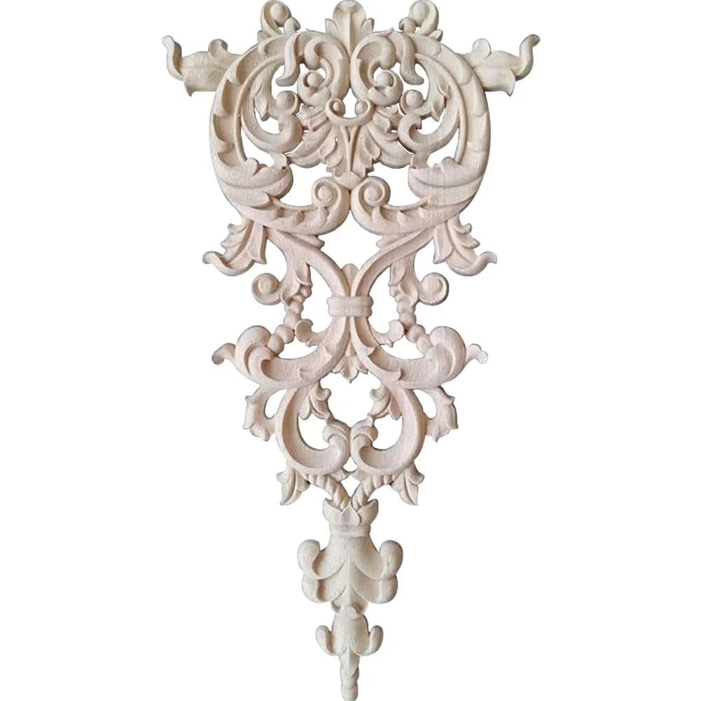 Kelendle Unpainted Carved Wood Applique 11.42 x 6.30 Inch Oak Wood Decor for Furniture & Walls