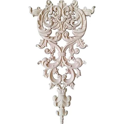 Kelendle Unpainted Carved Wood Applique 11.42 x 6.30 Inch Oak Wood Decor for Furniture & Walls thumbnail 1