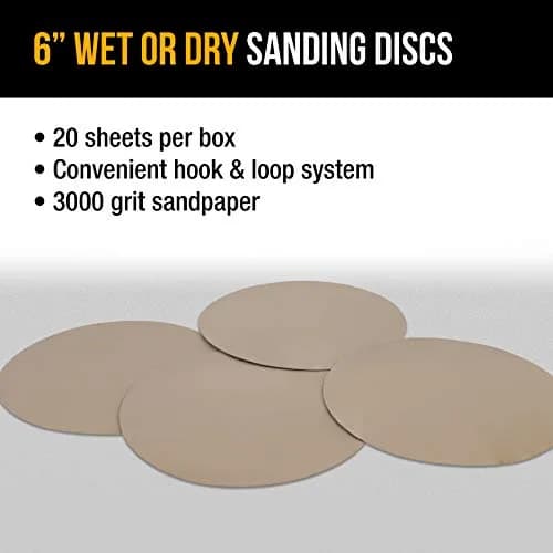 Dura-Gold 6 inch Wet or Dry Sanding Discs 3000 Grit (20-Pack) | Hook & Loop for Orbital Sanders thumbnail 4
