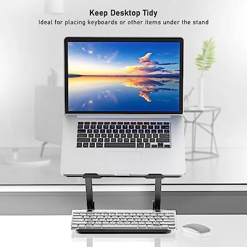 BoYata Adjustable Laptop Stand for Laptops up to 17 Inches | Black Metal Desktop Riser thumbnail 7