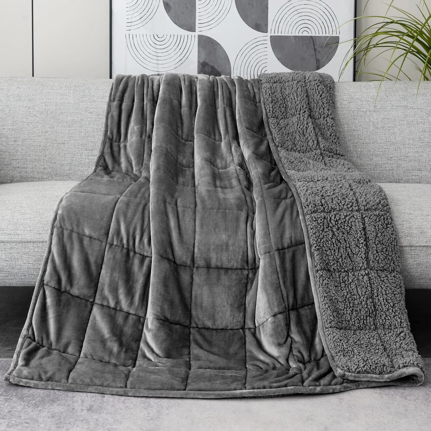 Lofus Weighted Blanket 15 lbs Queen Size 60" x 80" | Deep Sleep & Relaxation — Grey