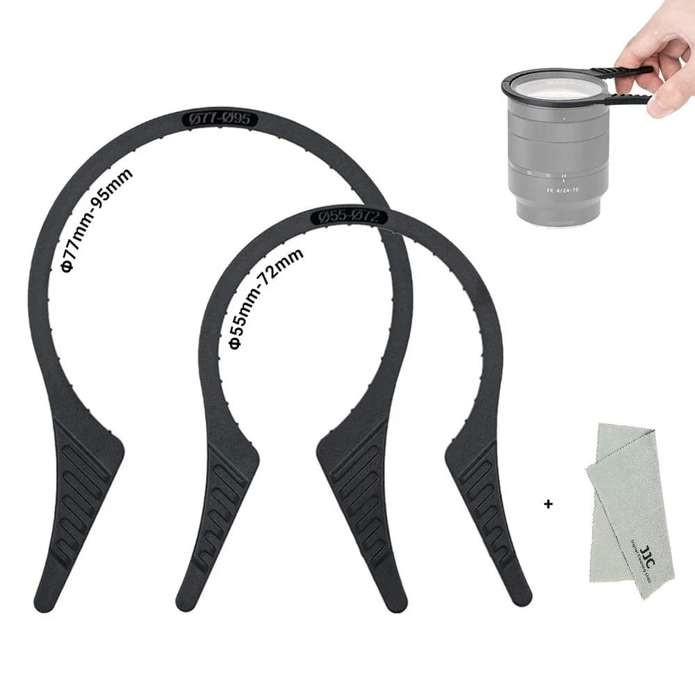 JJC 2-Pack Camera Lens Filter Wrench Kit for 55mm-95mm Threads | Removes Jammed CPL UV ND Filters