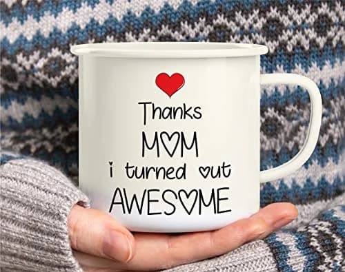 Retreez Thanks Mom I Turned Out Awesome 16 Oz Enamel Mug | Funny, Sarcastic, Inspirational Gift thumbnail 5