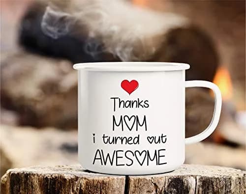 Retreez Thanks Mom I Turned Out Awesome 16 Oz Enamel Mug | Funny, Sarcastic, Inspirational Gift thumbnail 3