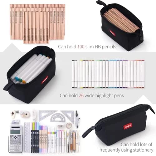 CICIMELON Multifunctional Pencil Pen Marker Case Pouch Bag Holder Small Cute Capacity for High Middle Primary School Student Aesthetic Teen Girl Boy Office Men Women Nurse Adults Portable (Black) thumbnail 7