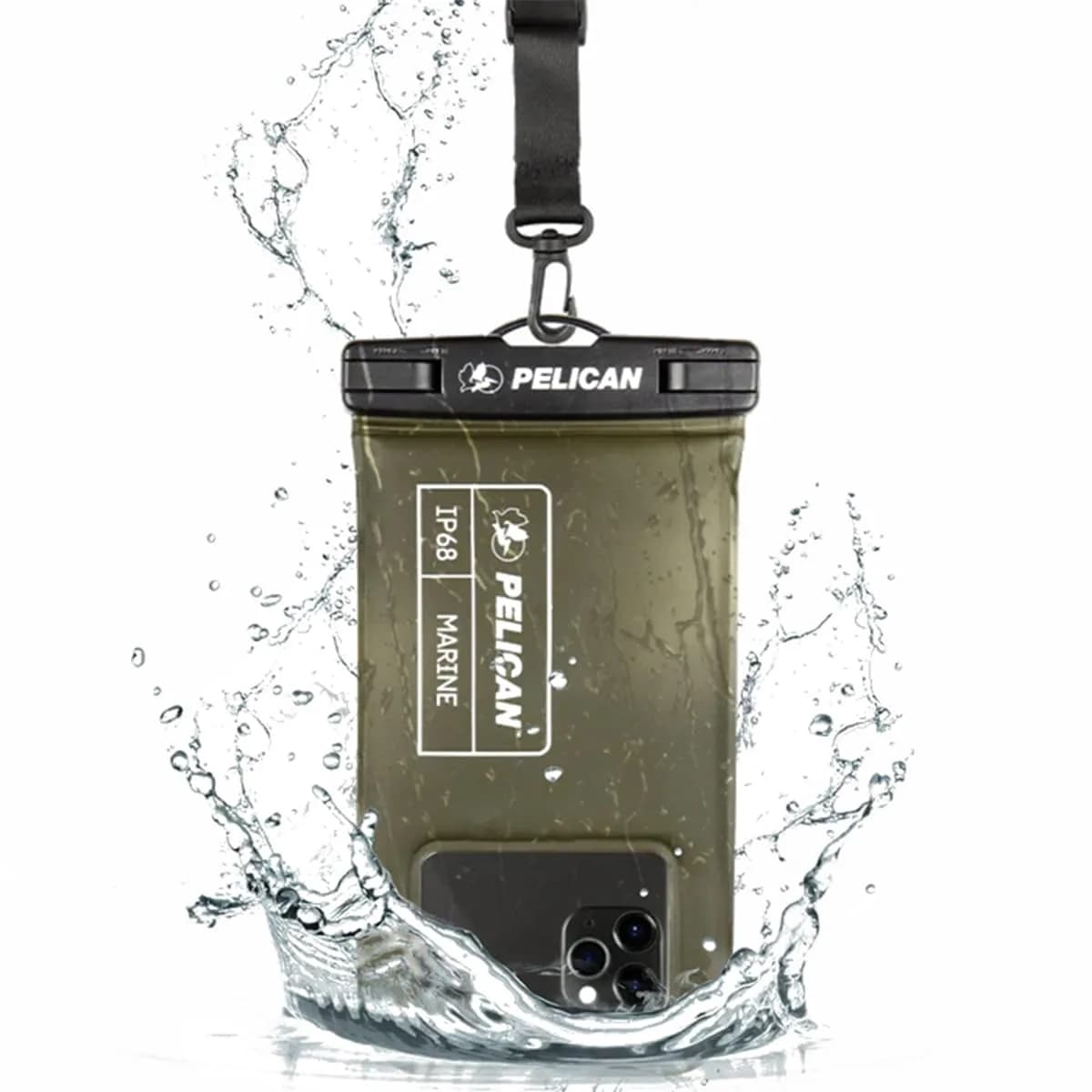 Pelican Waterproof Phone Pouch (Regular) - Olive Green | IP68 Floating Waterproof Case with Touchscreen Access — Olive Green - Regular