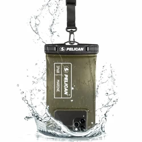 Pelican Waterproof Phone Pouch (Regular) - Olive Green | IP68 Floating Waterproof Case with Touchscreen Access thumbnail 1