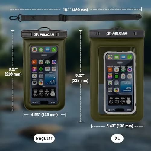 Pelican Waterproof Phone Pouch (Regular) - Olive Green | IP68 Floating Waterproof Case with Touchscreen Access thumbnail 5