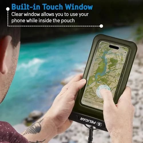Pelican Waterproof Phone Pouch (Regular) - Olive Green | IP68 Floating Waterproof Case with Touchscreen Access thumbnail 3