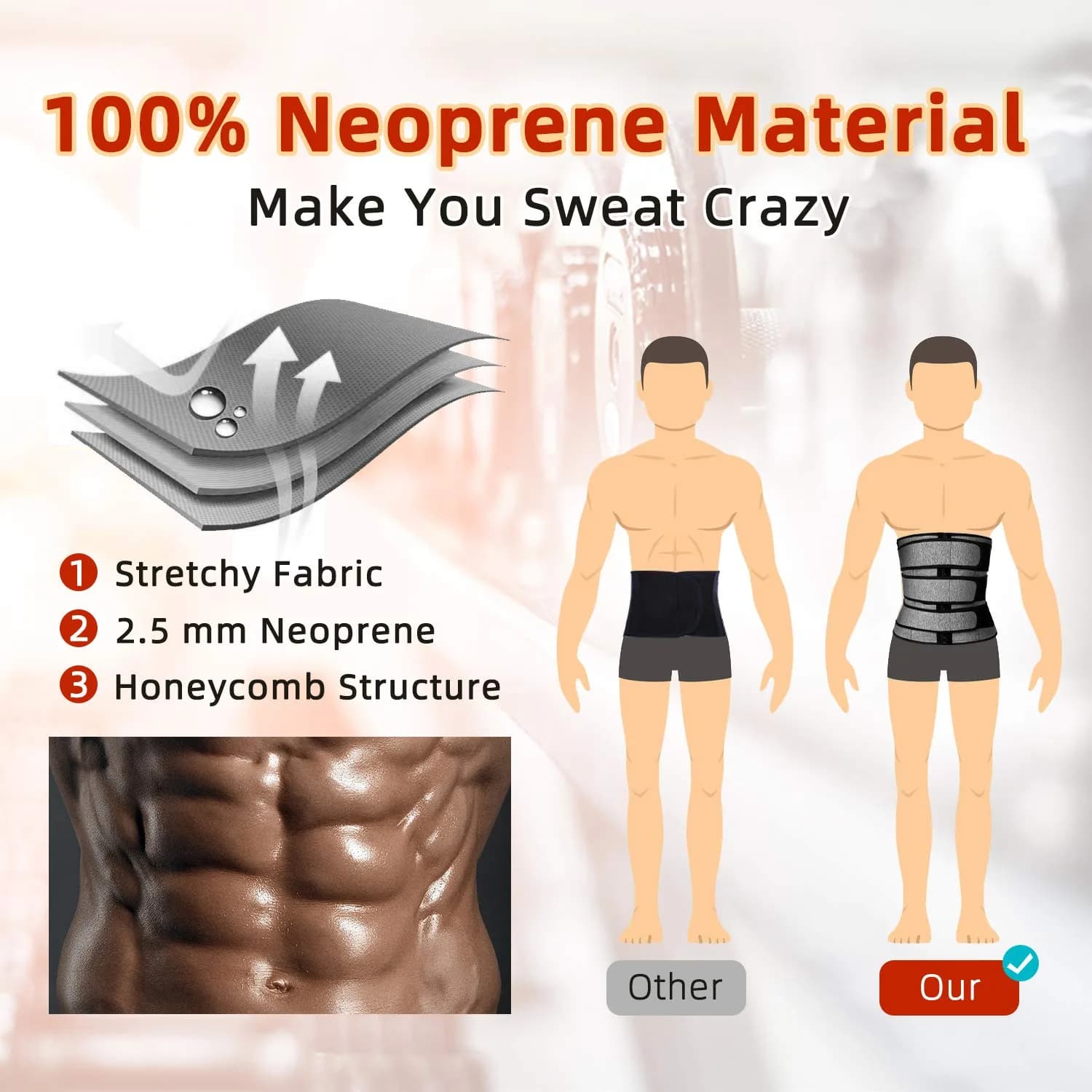 Hidyliu Mens Waist Trainer Neoprene Sauna Sweat Trimmer with 3 Belts & 4 Rows Hook (Grey, 2XL) - view 4