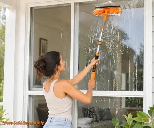 Extend-A-Reach Window Squeegee & Microfiber Scrubber 2-in-1 Combo | Extendable Window Cleaning Tool thumbnail 6