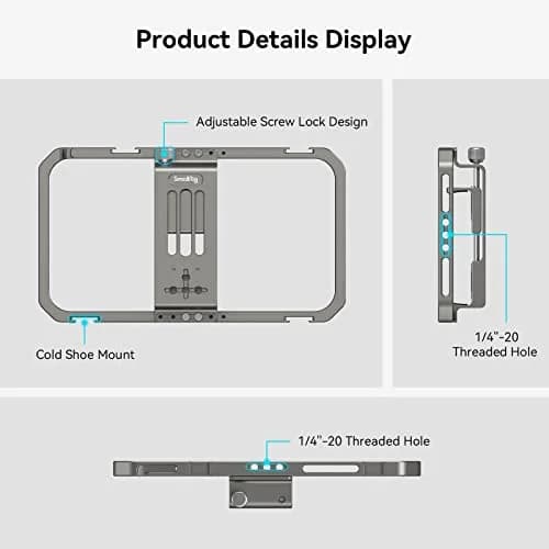 SmallRig Universal Smartphone Video Rig 2791B | Aluminum Alloy Phone Cage with Cold Shoe Mount for Mic/LED, Perfect for Filmmaking/Vlogging thumbnail 4
