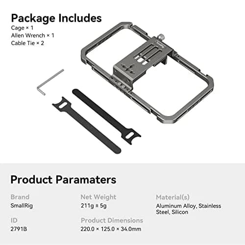 SmallRig Universal Smartphone Video Rig 2791B | Aluminum Alloy Phone Cage with Cold Shoe Mount for Mic/LED, Perfect for Filmmaking/Vlogging thumbnail 6