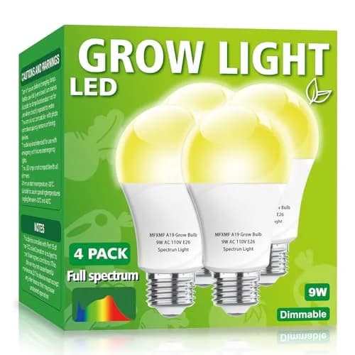 mfxmf Full Spectrum A19 LED Grow Light Bulb 9W (Replaces 100W) | 4-Pack, E26 Base thumbnail 1