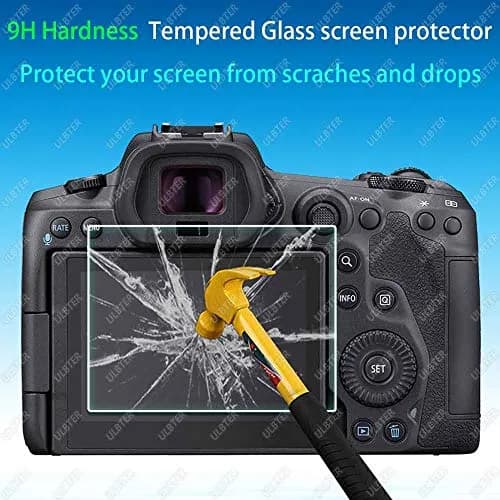 ULBTER Tempered Glass Screen Protector for Canon EOS R5 LCD & Top Screen | 9H Hardness, 99.99% HD Clarity (2+2 Pack) thumbnail 4