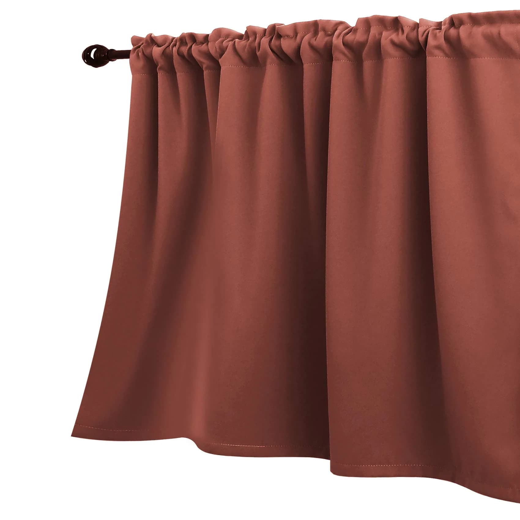 KOUFALL Terracotta Curtain Valances for Kitchen Windows | Blackout, Rustic Farmhouse Style, 52x18 inch — Terracotta / 52"W x 18"L