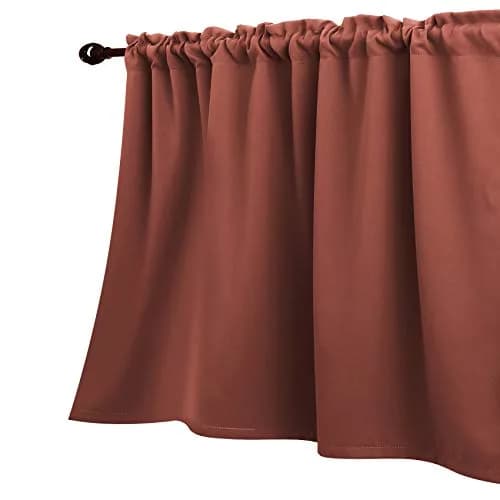 KOUFALL Terracotta Curtain Valances for Kitchen Windows | Blackout, Rustic Farmhouse Style, 52x18 inch thumbnail 1