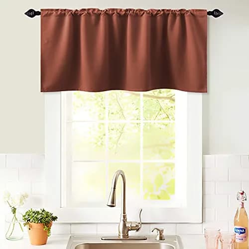 KOUFALL Terracotta Curtain Valances for Kitchen Windows | Blackout, Rustic Farmhouse Style, 52x18 inch thumbnail 4