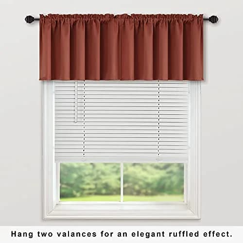 KOUFALL Terracotta Curtain Valances for Kitchen Windows | Blackout, Rustic Farmhouse Style, 52x18 inch thumbnail 2