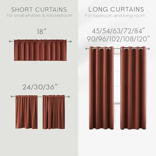 KOUFALL Terracotta Curtain Valances for Kitchen Windows | Blackout, Rustic Farmhouse Style, 52x18 inch thumbnail 3