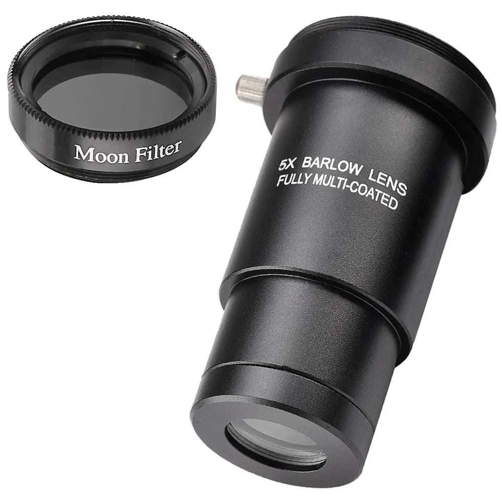 Starboosa 5X Barlow Lens & Moon Filter Kit for 1.25-Inch Telescopes | Enhances Magnification & Lunar Imaging - main product image
