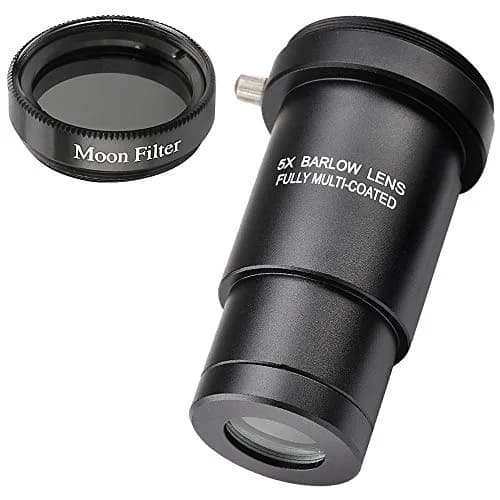 Starboosa 5X Barlow Lens & Moon Filter Kit for 1.25-Inch Telescopes | Enhances Magnification & Lunar Imaging thumbnail 1
