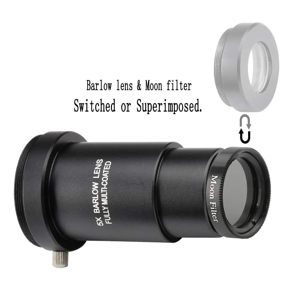 Starboosa 5X Barlow Lens & Moon Filter Kit for 1.25-Inch Telescopes | Enhances Magnification & Lunar Imaging - view 4