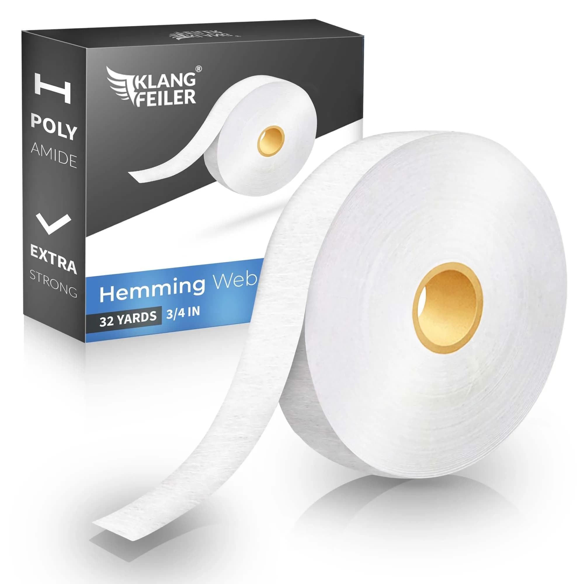 Klangfeiler Iron On Hemming Tape for Curtains & Trousers, 2cm (0.75 Inch) x 32 Yards | Extra Strong Fabric Bonding