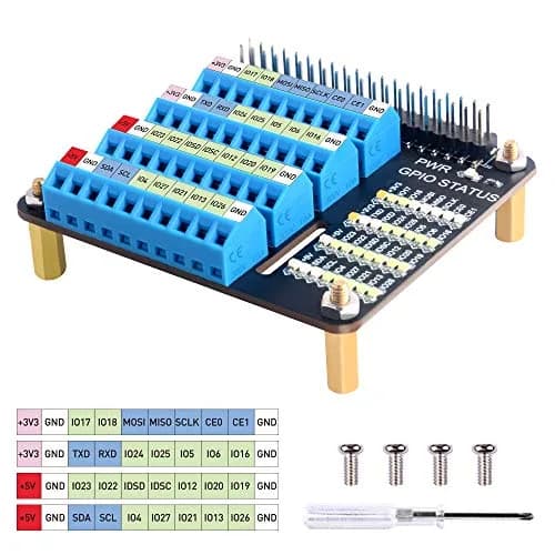 GeeekPi GPIO Screw Terminal Block Breakout Board HAT for Raspberry Pi | GPIO Expansion Module with Status LEDs thumbnail 2