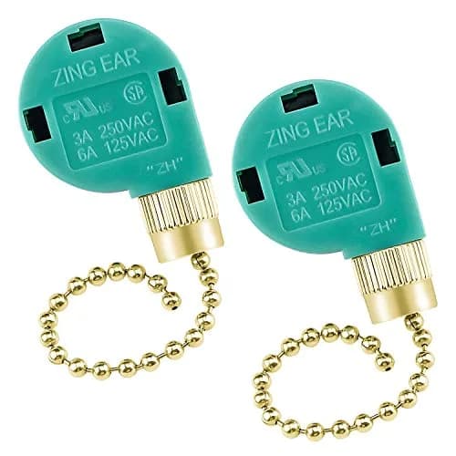 Cenipar ZE-268s6 Gold Pull Chain 3 Speed 4 Wire Fan Switch (2-Pack) | Controls Fan Speed for Lights & Fans thumbnail 1