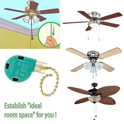 Cenipar ZE-268s6 Gold Pull Chain 3 Speed 4 Wire Fan Switch (2-Pack) | Controls Fan Speed for Lights & Fans thumbnail 7
