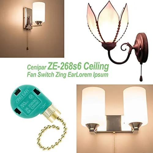 Cenipar ZE-268s6 Gold Pull Chain 3 Speed 4 Wire Fan Switch (2-Pack) | Controls Fan Speed for Lights & Fans thumbnail 3