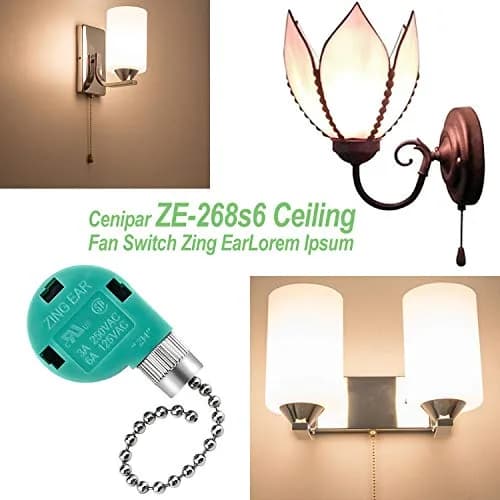 Cenipar ZE-268s6 Ceiling Fan Switch 2 Pack | 3-Speed 4-Wire Pull Chain for Fans & Lights thumbnail 3