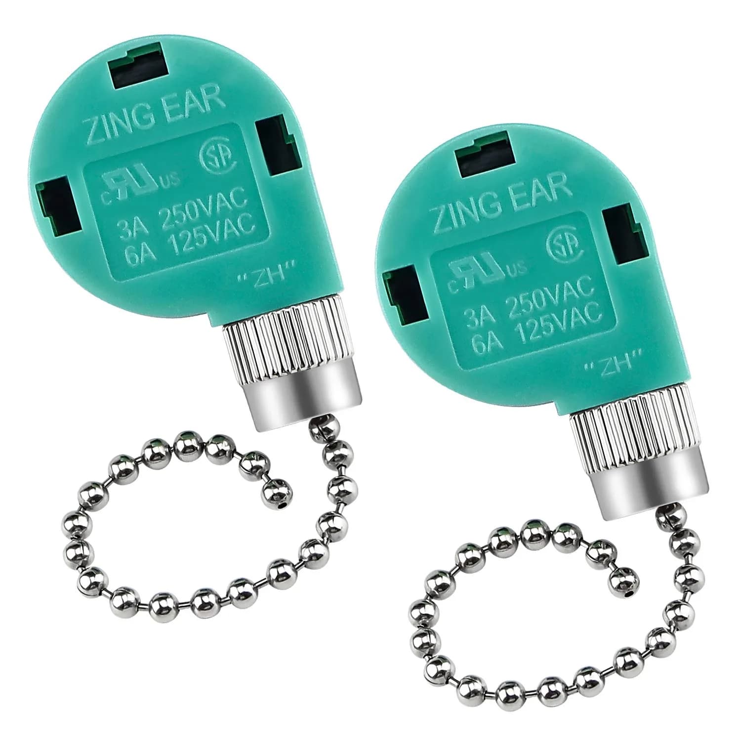 Cenipar ZE-268s6 Ceiling Fan Switch 2 Pack | 3-Speed 4-Wire Pull Chain for Fans & Lights - main product image