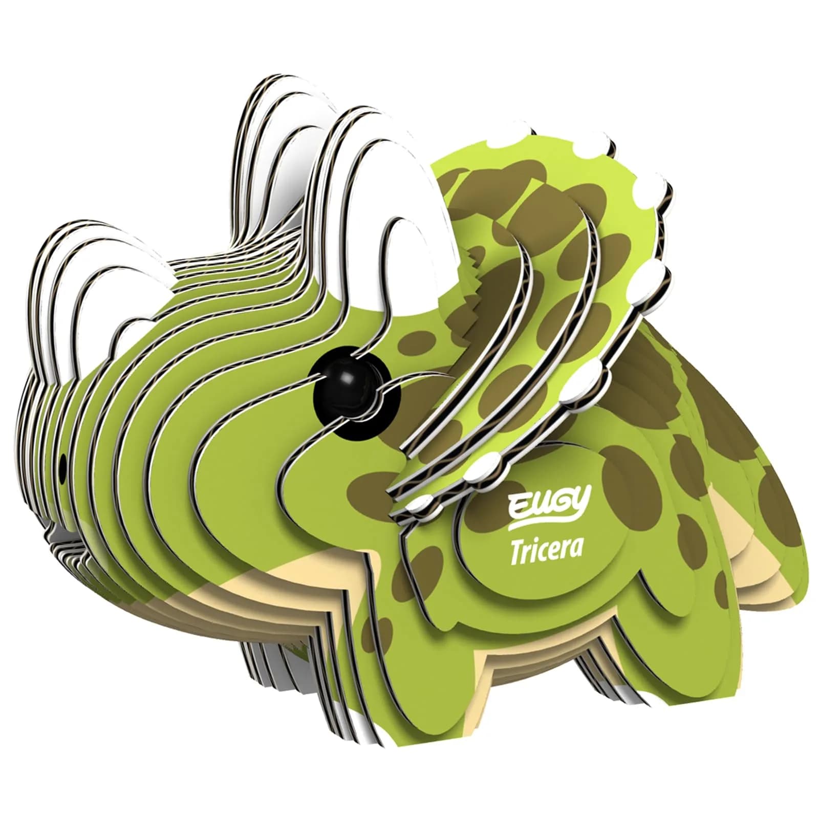 EUGY Triceratops 3D Puzzle 79mm L x 182mm H x 25mm W (28 Pieces) | Educational STEM Toy for Kids 6+ - main product image