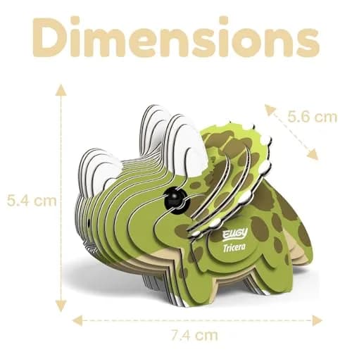 EUGY Triceratops 3D Puzzle 79mm L x 182mm H x 25mm W (28 Pieces) | Educational STEM Toy for Kids 6+ thumbnail 3