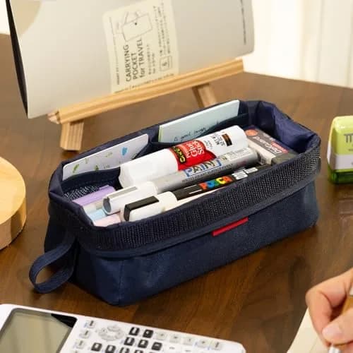 CICIMELON Large Capacity Pencil Case Navy | Organizes 30-50 Pens & Gadgets, Durable Canvas thumbnail 2