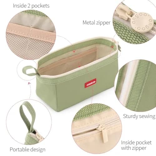 CICIMELON Large Capacity Pencil Case Pouch for School & Office | Organize 30-50 Pens & Gadgets (Green) thumbnail 4