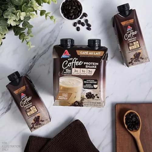 Atkins Café au Lait Iced Coffee Protein Shake 15g Protein, 3g Net Carb, 12 Count | Keto Friendly, Gluten Free thumbnail 5